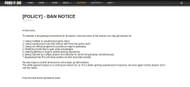 The Ban Notice stresses the points that lead to account suspensions (Image via Garena)